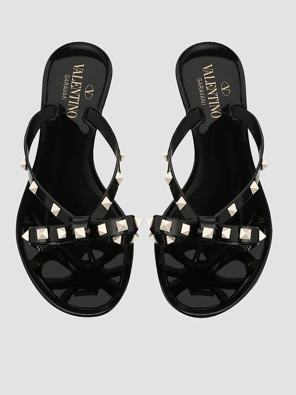 Valentino Garavani Rockstud Rubber Bow Thong Sandals